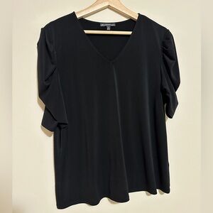Adrianna Papell Black V-Neck Blouse